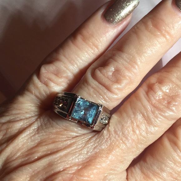 AQUAMARINE GEMSTONE Silver RING - Picture 4 of 7